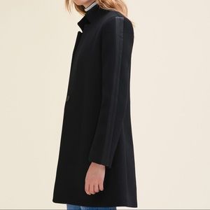 Maje Galion Black Wool Single Button Seamed Coat
